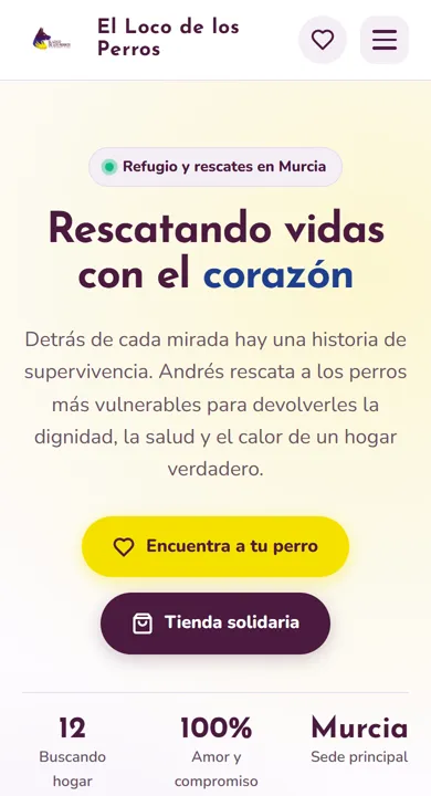 Web de El Loco de los Perros en un móvil